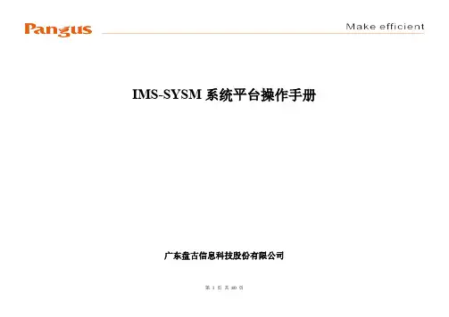 IMS-SYSM 系统平台操作手册说明书