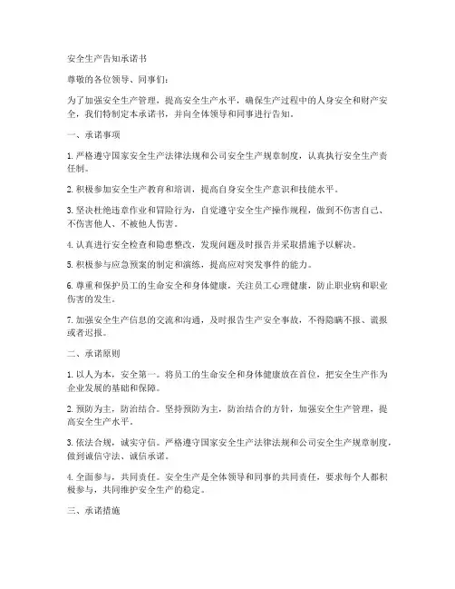 安全生产告知承诺书