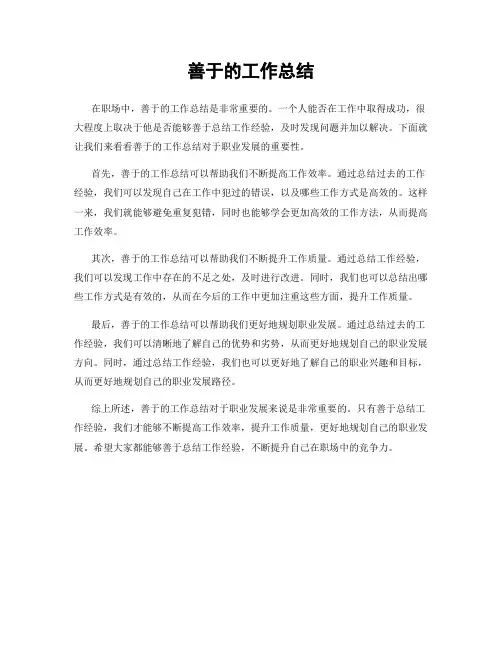 善于的工作总结
