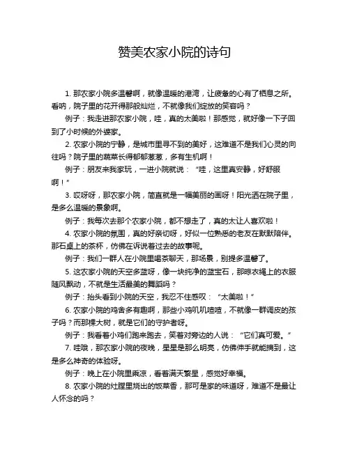赞美农家小院的诗句
