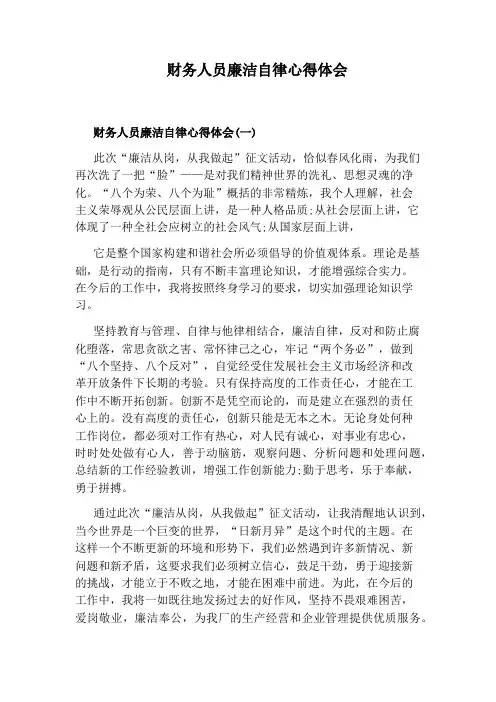 财务人员廉洁自律心得体会