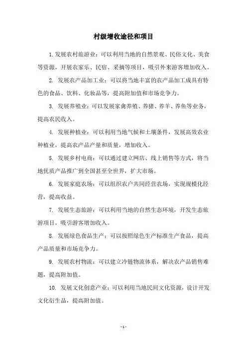 村级增收途径和项目