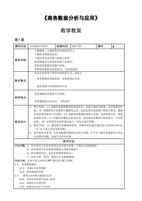 商务数据分析与应用教案