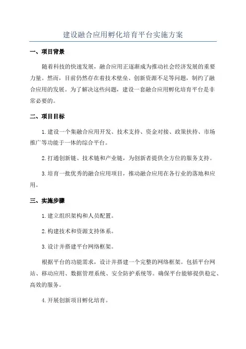 建设融合应用孵化培育平台实施方案