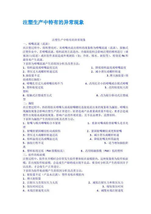 注塑生产中特有的异常现象