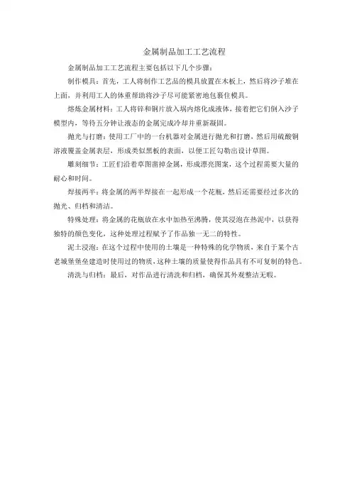 金属制品加工工艺流程