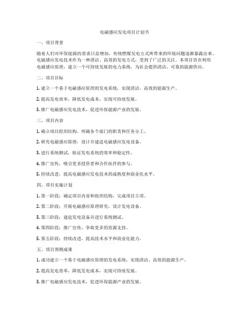 电磁感应发电项目计划书