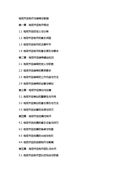 电视节目制作与编导总教案