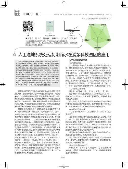 人工湿地系统处理初期雨水在浦东科技园区的应用