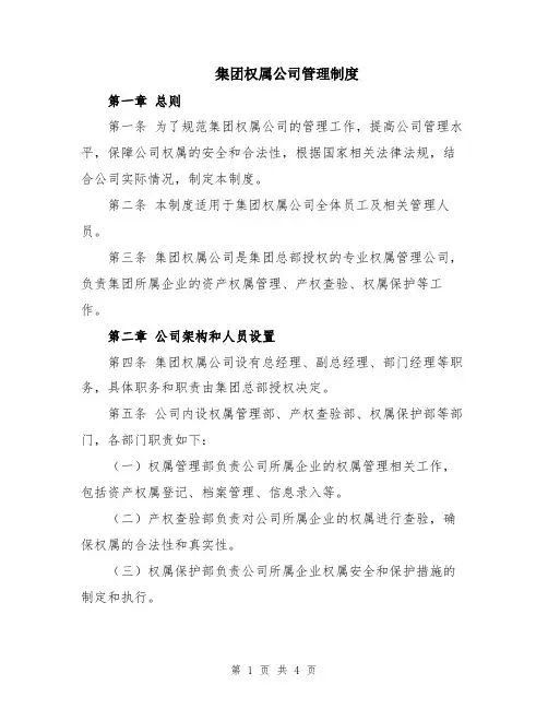 集团权属公司管理制度