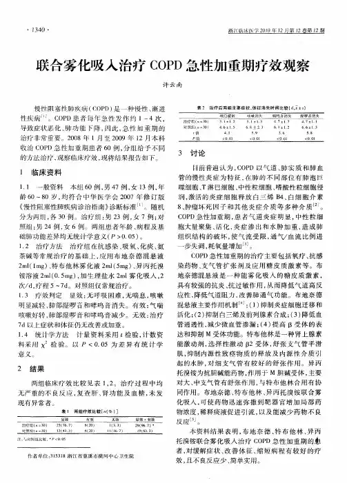 联合雾化吸入治疗COPD急性加重期疗效观察