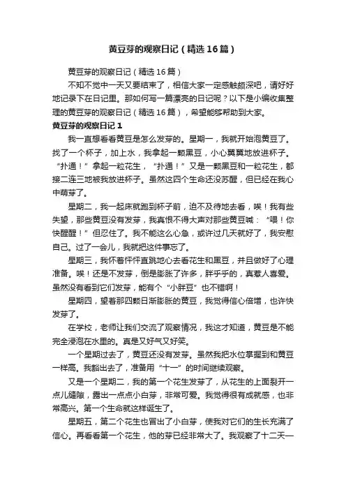 黄豆芽的观察日记（精选16篇）