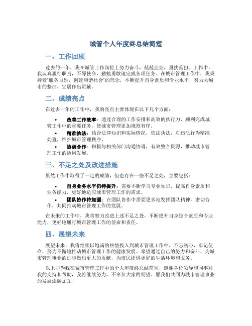 城管个人年度终总结简短