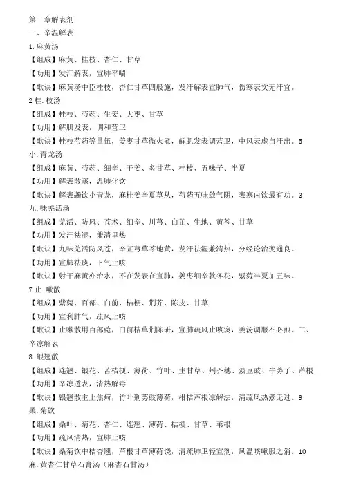 天津中医药大学方剂学复习资料汇总