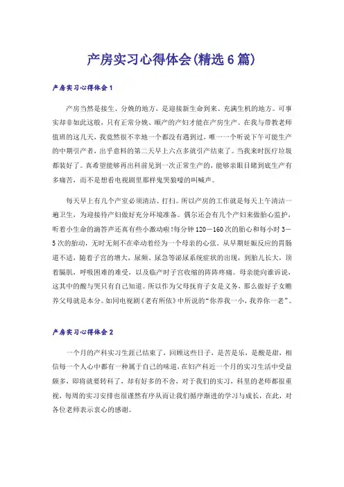 产房实习心得体会(精选6篇)