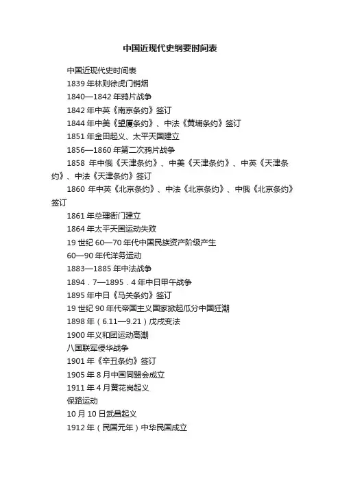 中国近现代史纲要时间表