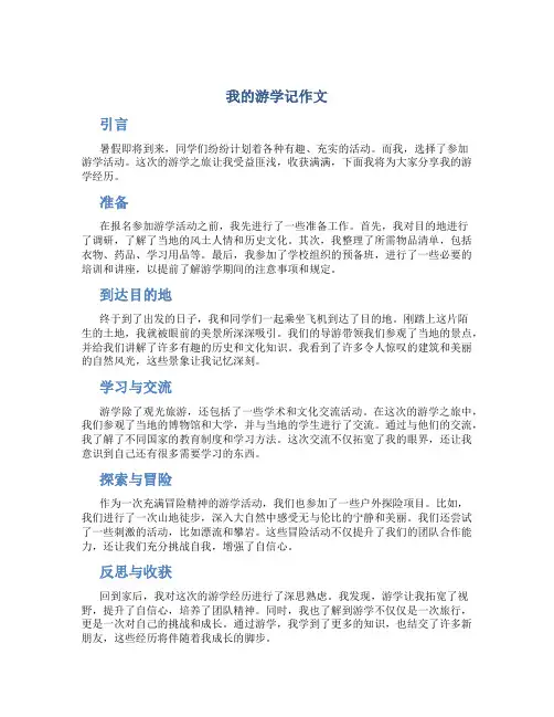 我的游学记作文