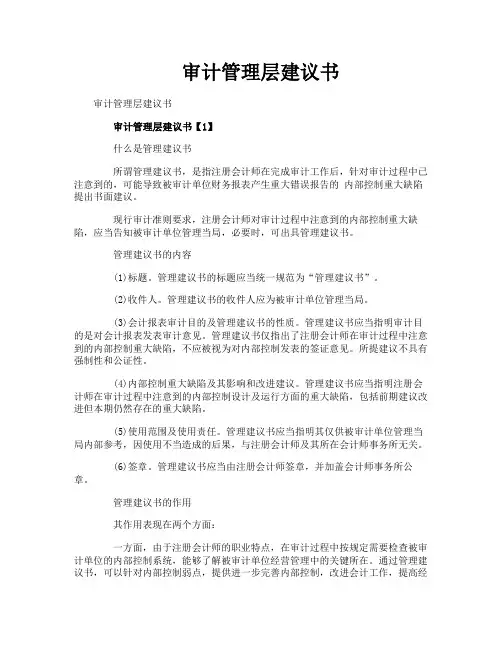 审计管理层建议书