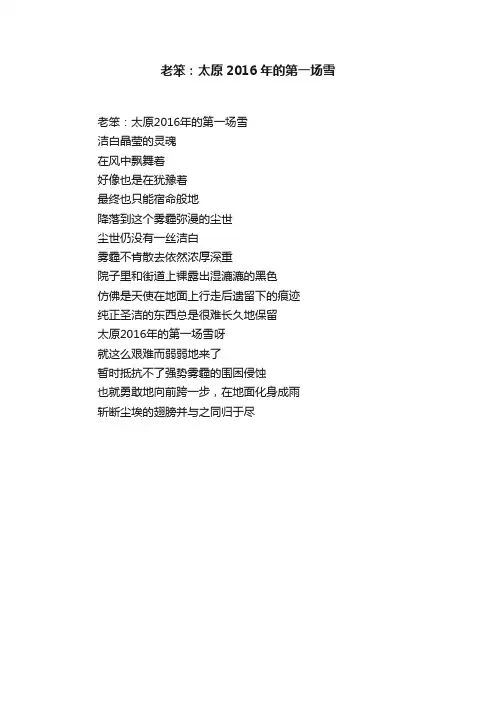 老笨：太原2016年的第一场雪