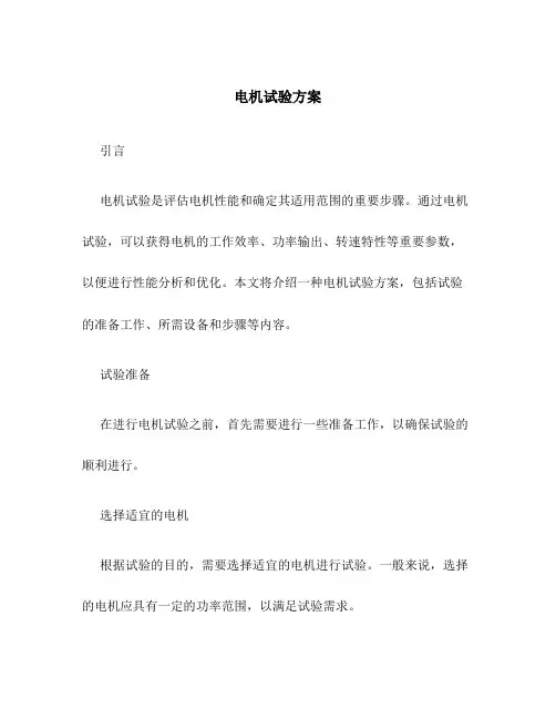电机试验 方案