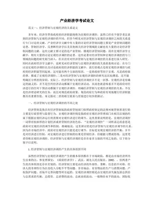 产业经济学考试论文