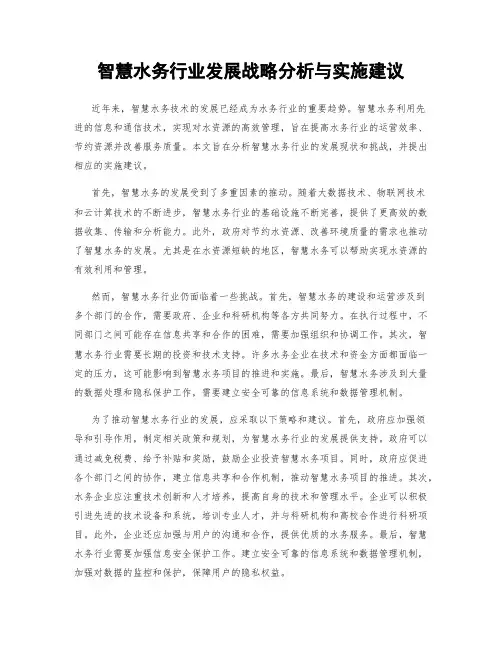 智慧水务行业发展战略分析与实施建议