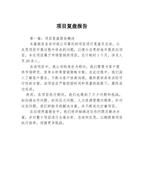 项目复盘报告