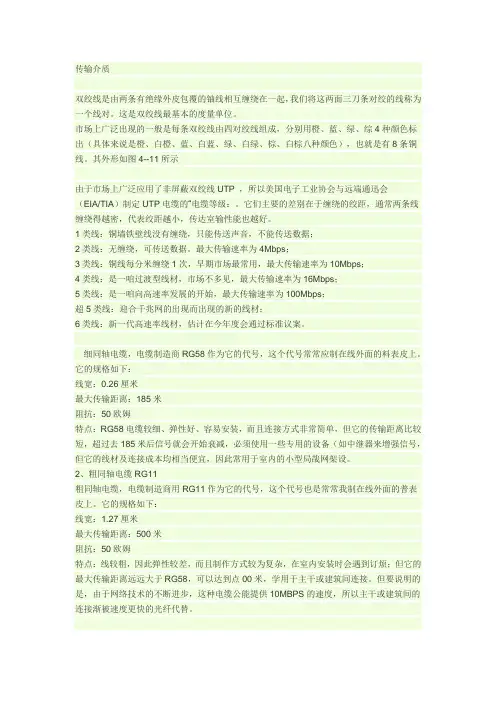 几种传输介质比较