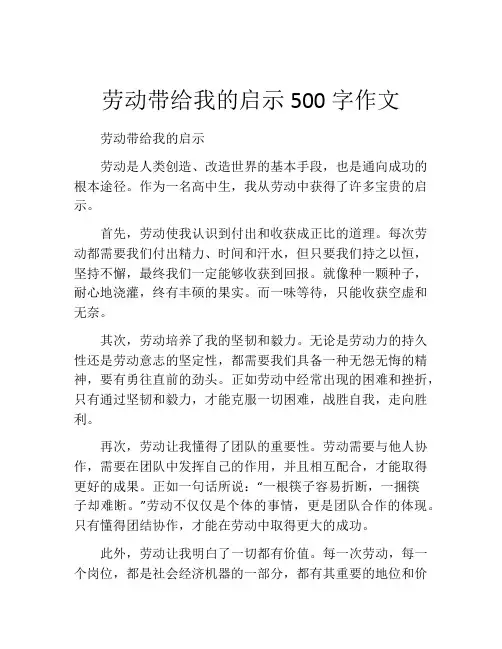劳动带给我的启示500字作文