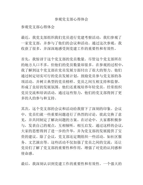参观党支部心得体会