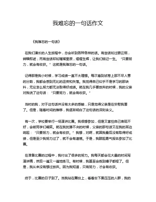 我难忘的一句话作文