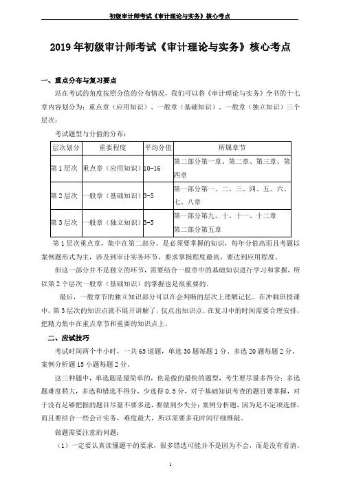 2019年初级审计师考试《审计理论与实务》核心考点