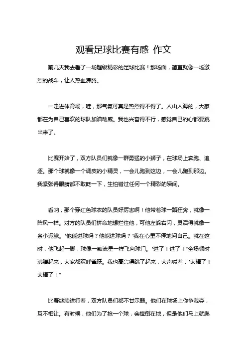 观看足球比赛有感 作文