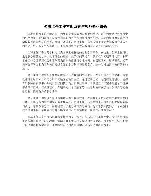 名班主任工作室助力青年教师专业成长