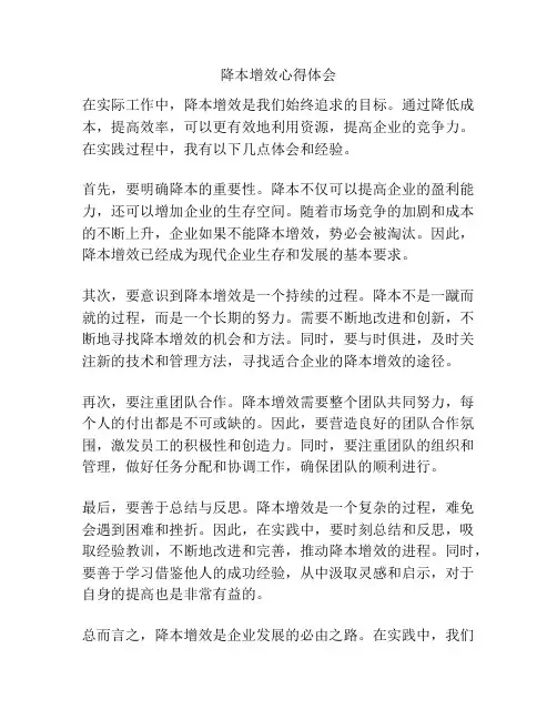 降本增效心得体会