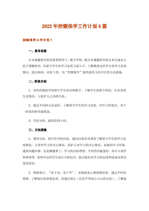 2023年控辍保学工作计划6篇