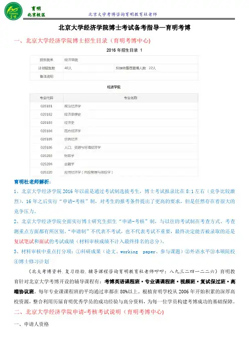 北京大学经济史博士考试参考资料复习经验-育明考博