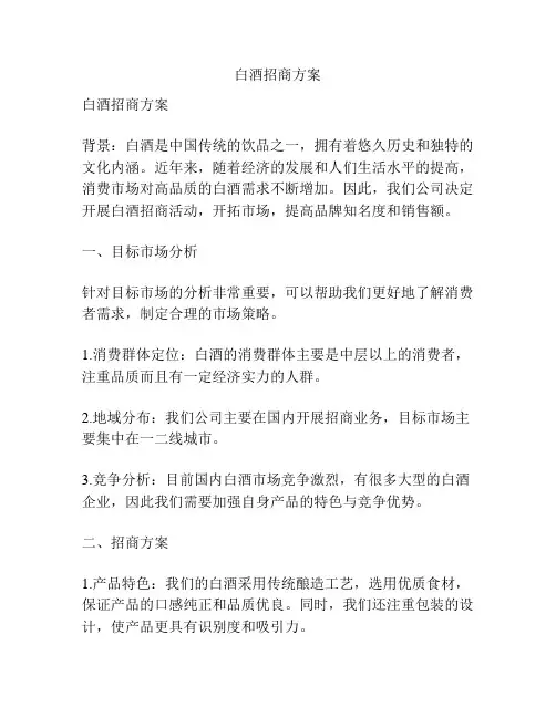 白酒招商方案