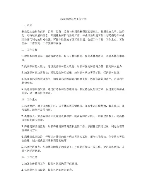 林业综治年度工作计划