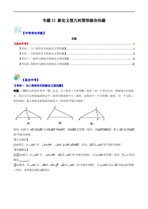 中考数学复习重难点与压轴题专题12 新定义型几何图形综合问题(重点突围)(原卷版)