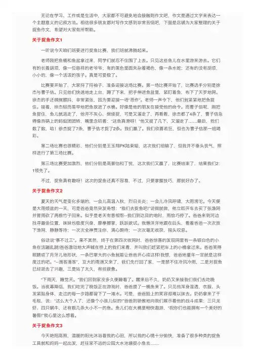 关于捉鱼作文（15篇）