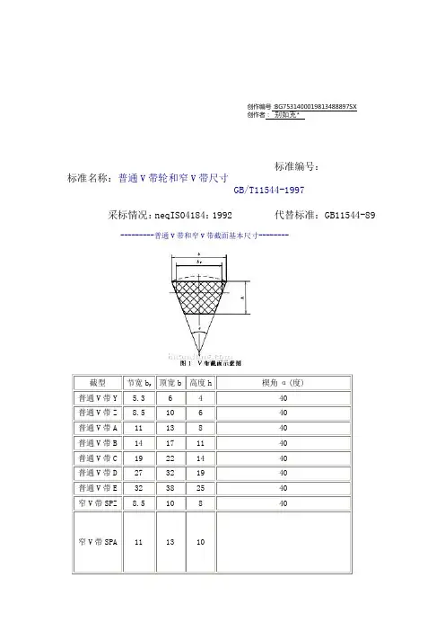 皮带轮和皮带型号含义