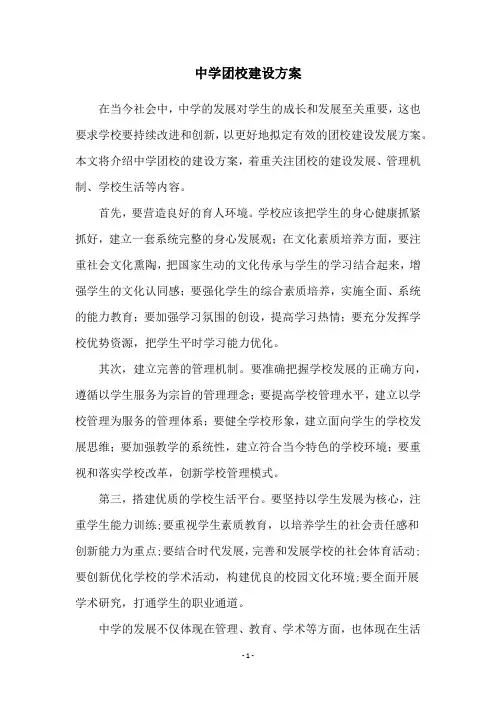 中学团校建设方案