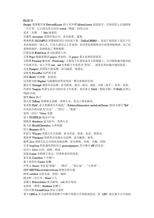 世界顶级品牌的英语名称由来