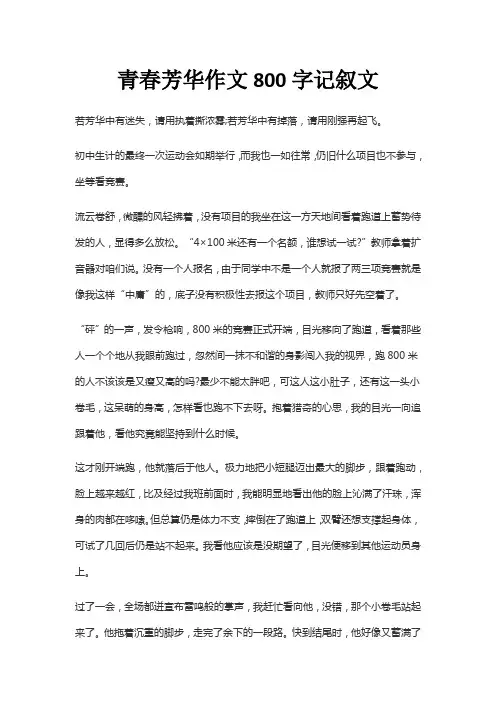 青春芳华作文800字记叙文