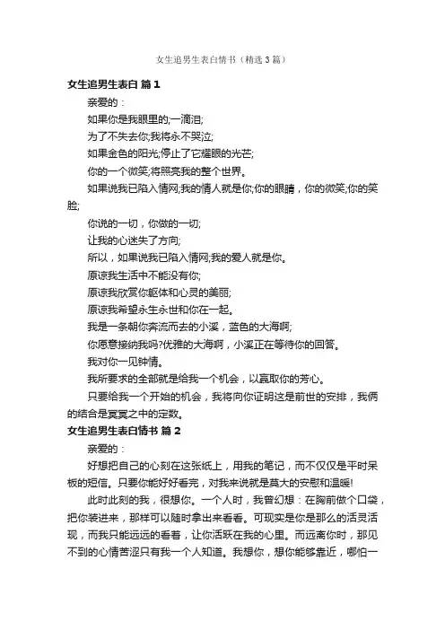 女生追男生表白情书（精选3篇）