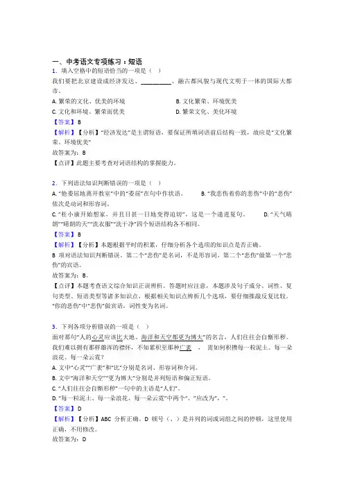 新部编人教版中考 语文 短语及解析(1)