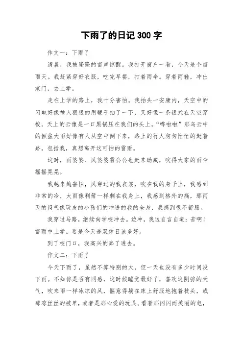 下雨了的日记300字_作文
