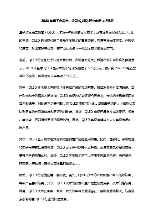 2023年量子点发光二极管(QLED)行业市场分析现状