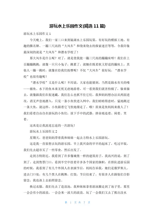 游玩水上乐园作文(精选11篇)